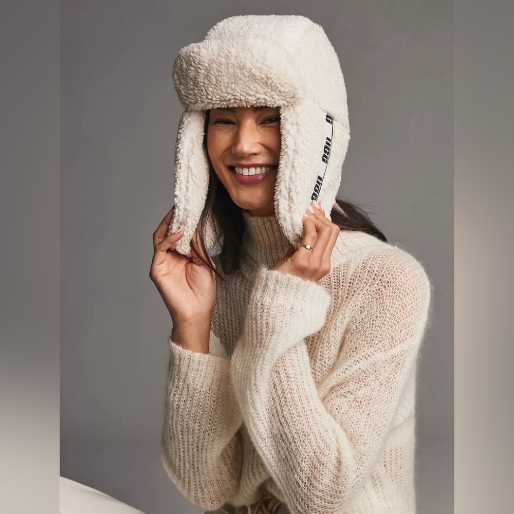 UGG Sherpa Puff Trapper Hat New Size L/XL White